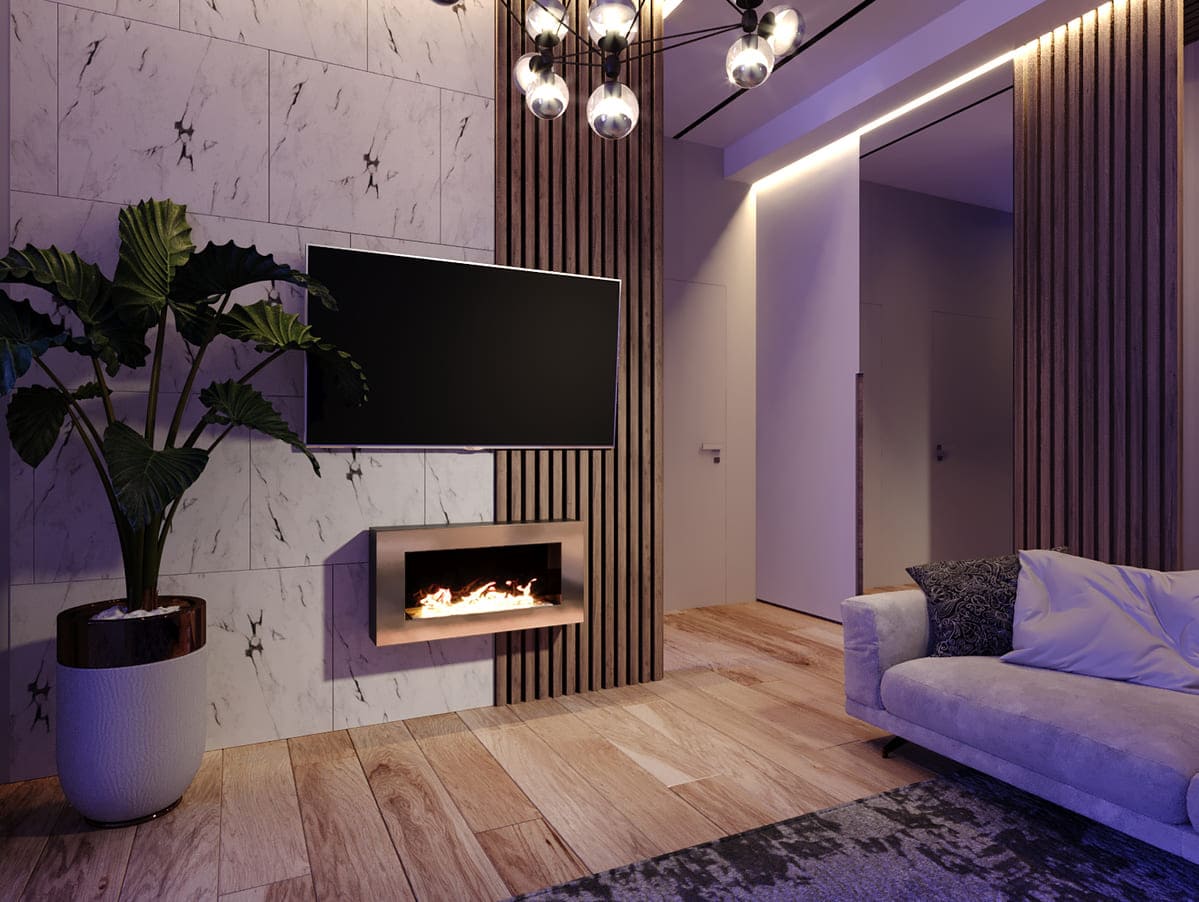 Биокамин "Русский огонь" Барокко 800N настенный с декоративным стеклом (стемалитом) по цене 38 600 руб.