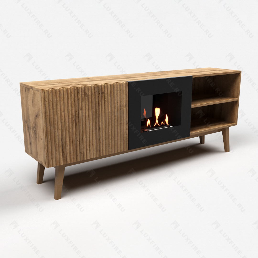 Тумба ТВ Lux Fire "Волга" напольная 1500, дуб вотан, с биокамином 500 Тумба ТВ Lux Fire "Волга" напольная 1500, дуб вотан, с биокамином 500