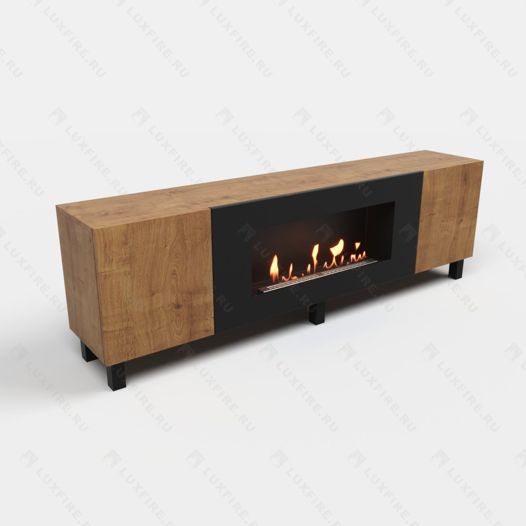 Тумба универсальная Lux Fire "Байкал Н" 1600, ножки, дуб вотан, с биокамином 900 Тумба универсальная Lux Fire "Байкал Н" 1600, ножки, дуб вотан, с биокамином 900