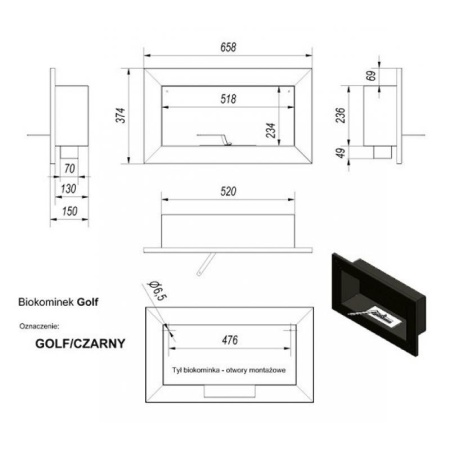 Настенный биокамин Kratki GOLF по цене 