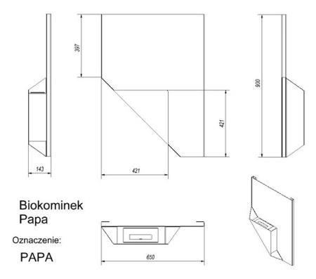 Настенный биокамин Kratki PAPA, TUV по цене 18 130 руб.