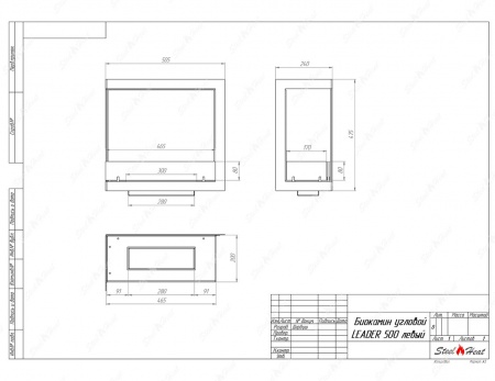Биокамин угловой SteelHeat Leader 500 левый стекло по цене 23 473 руб.